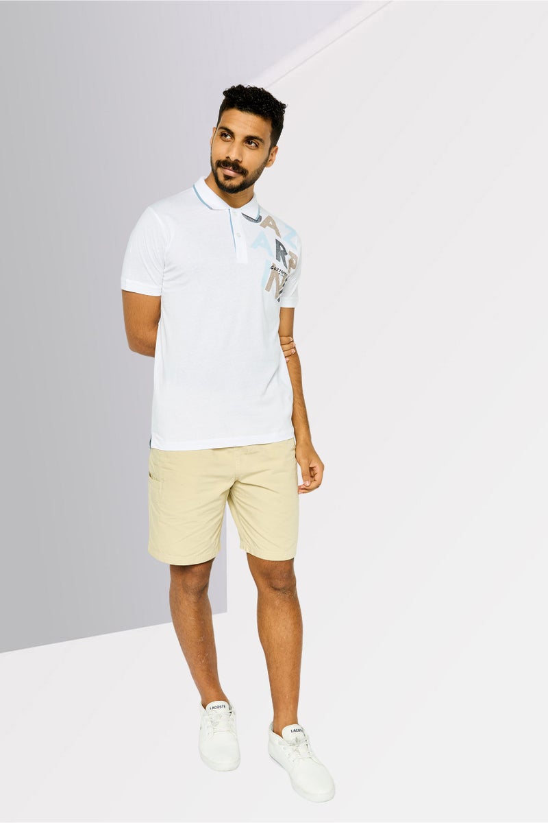 Gazzarrini قميص بولو بأكمام قصيرة للرجال بتصميم جرافيكي، أبيض - Image 2